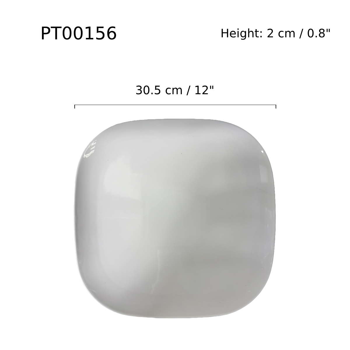 Chefco, 12" White flat Square Plate - Ceramic White (PT00156) - Chefcoca