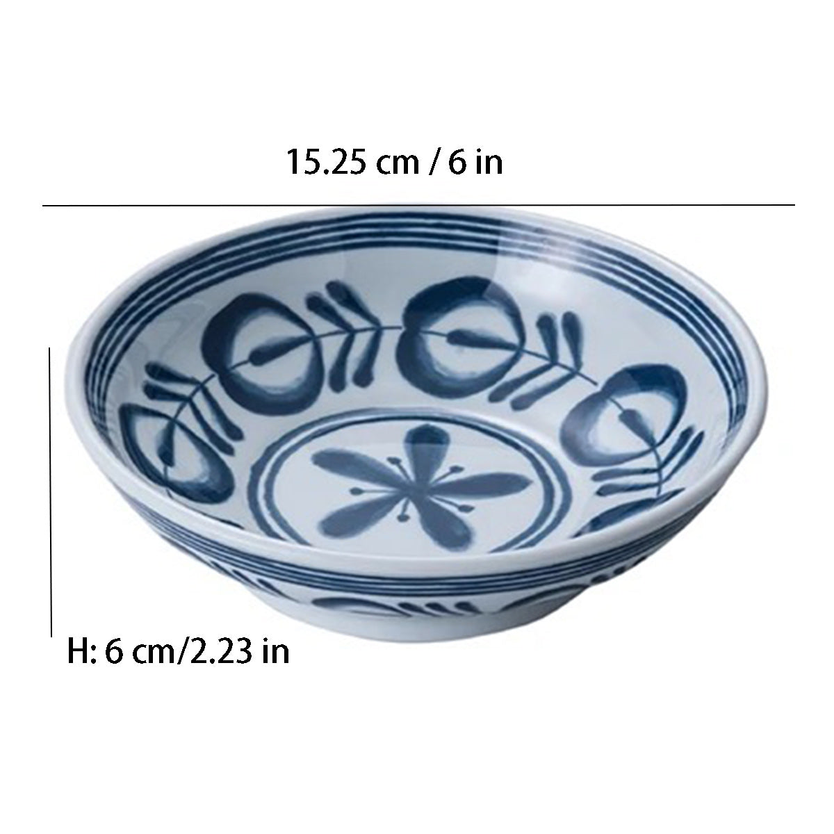 Melamine Shallow Bowl with Blue Vine Pattern, Modern Blue Series (12148BV)