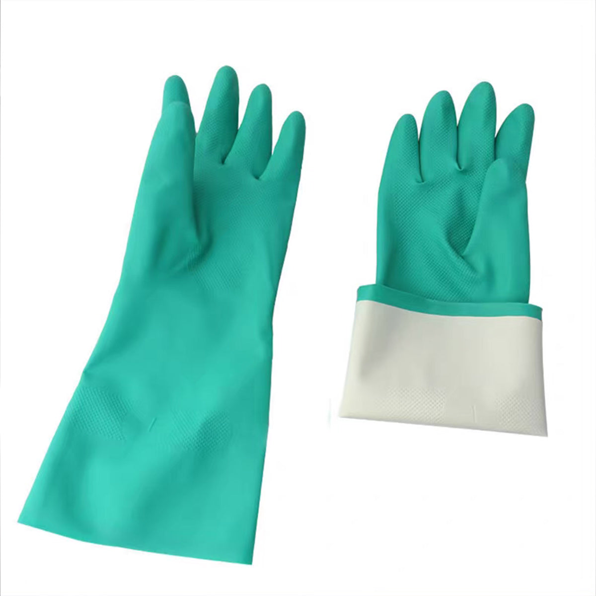 Chemical Resistant Nitrile Gloves,  Solvent and Pesticide Resistant, Reusable, Green (12 pairs)