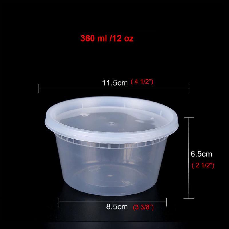 240 Sets, 12oz, Leakproof Clear Food Storage Soup Deli Container with Lids (S-12)