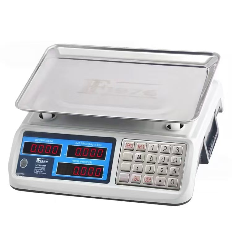 CHEFCO,14191-436F,Electronic Price Counting Scale Digital Weighing Scale, LED Dual-display 40kg/5g, Minimum capacity 200g