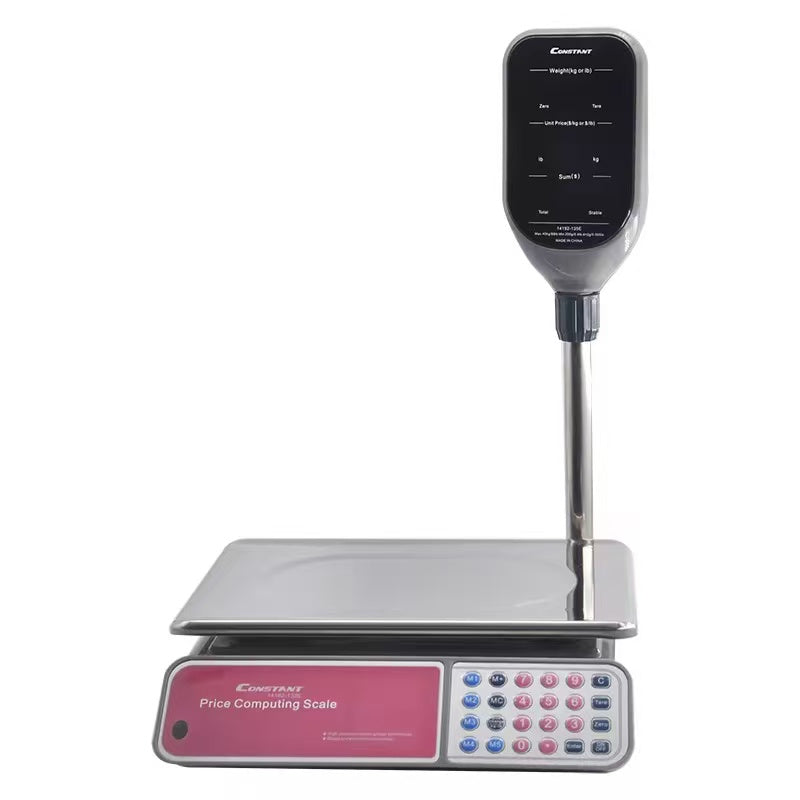 CHEFCO,14192-135E,Electronic Price Counting Scale Digital Weighing Scale, LED Dual-display 40kg/2g Tower Type, Minimum capacity 200g