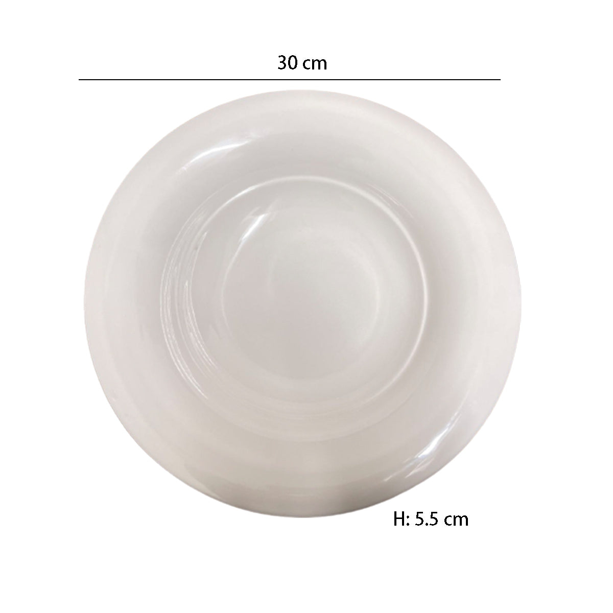 12" White Melamine Deep Rimmed Plate (15-2019-12)