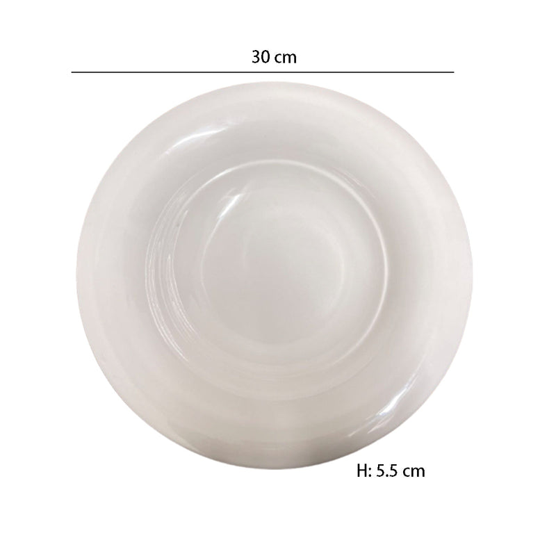 12" White Melamine Deep Rimmed Plate (15-2019-12)