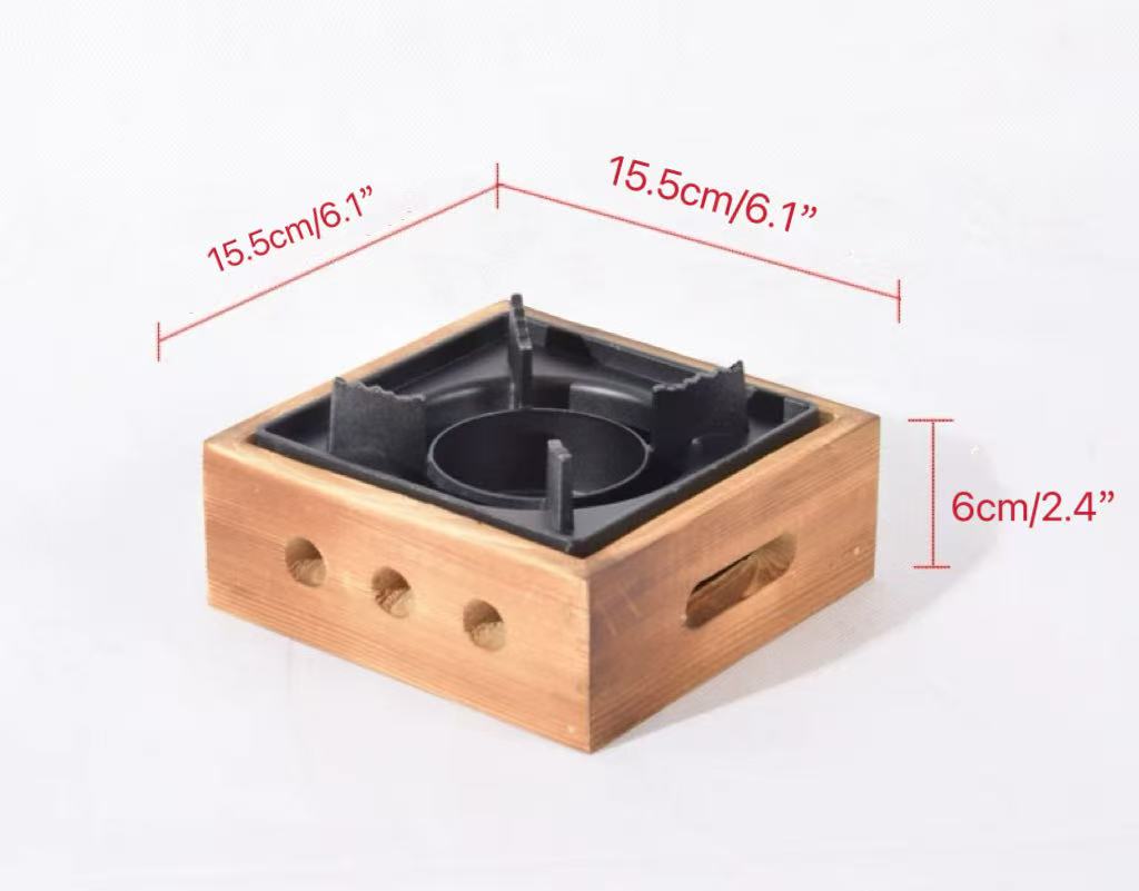 Sub-Equip, ISW-6, Portable Square Alcohol Stove with Wooden Base - Chefcoca