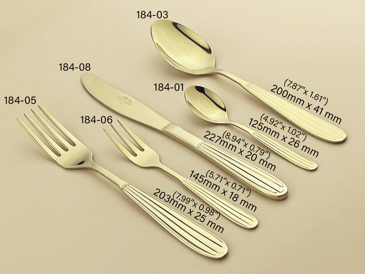 Sub-equip,184-01, Regency Tea Spoon, 18/0 Medium Weight, Gold, 12pcs