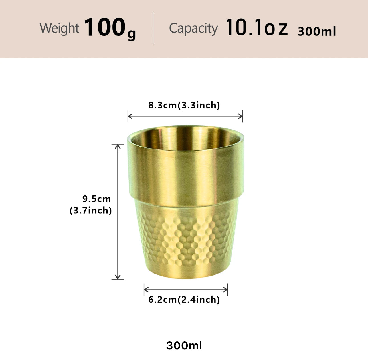 304 Stainless Steel stackable golden double wall cup