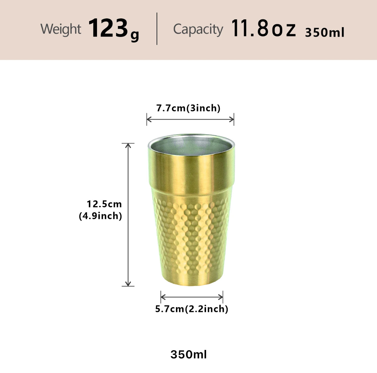 304 Stainless Steel stackable golden double wall cup