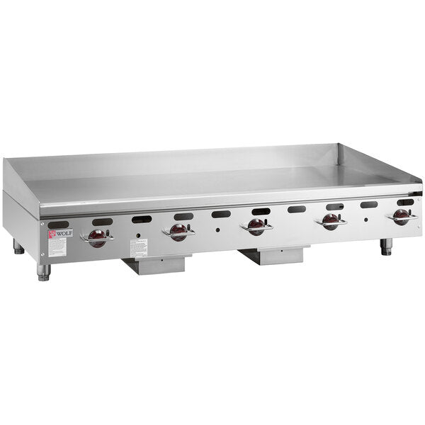 Wolf AGM60-LP Liquid Propane 60" Heavy-Duty Gas Countertop Griddle with Manual Controls - 135,000 BTU