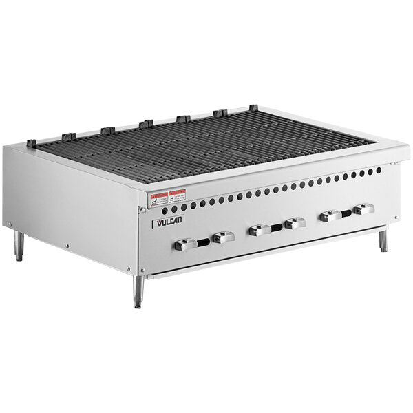 Vulcan VCRB36-1 Natural Gas 36" Low Profile Radiant Charbroiler (87,000 BTU)+ Turbo Range 36" gas connector hose