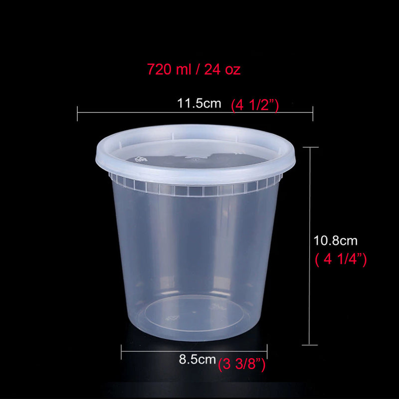 240 Sets, 24oz, Leakproof Clear Food Storage Soup Deli Container with Lids (S-24)