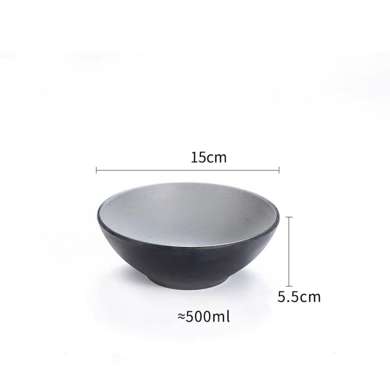 5.8”Two Toned Grey Melamine Shallow Bowl (25-049)