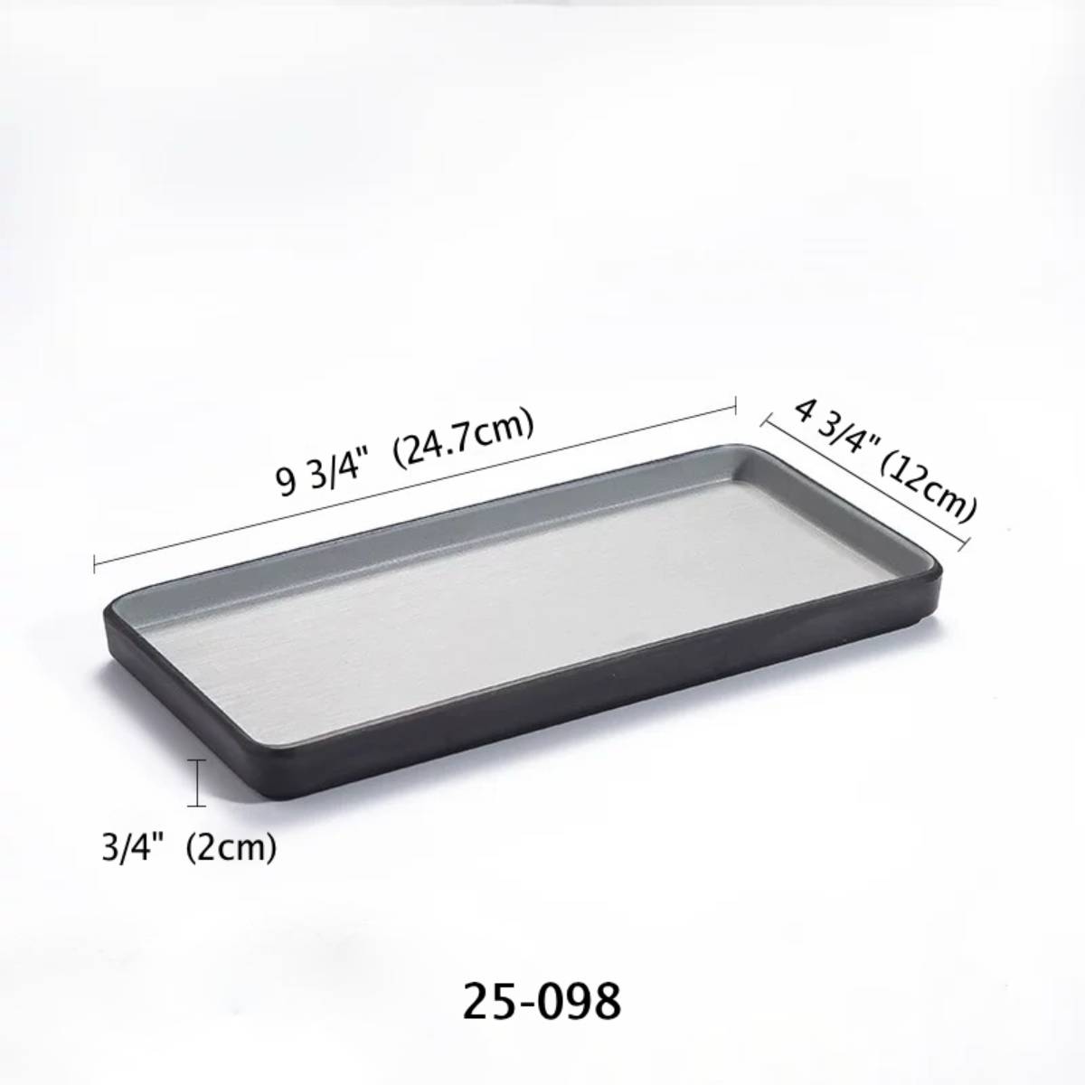 9.8" Rectangular Deep Plate,Two Toned Grey (25-098)