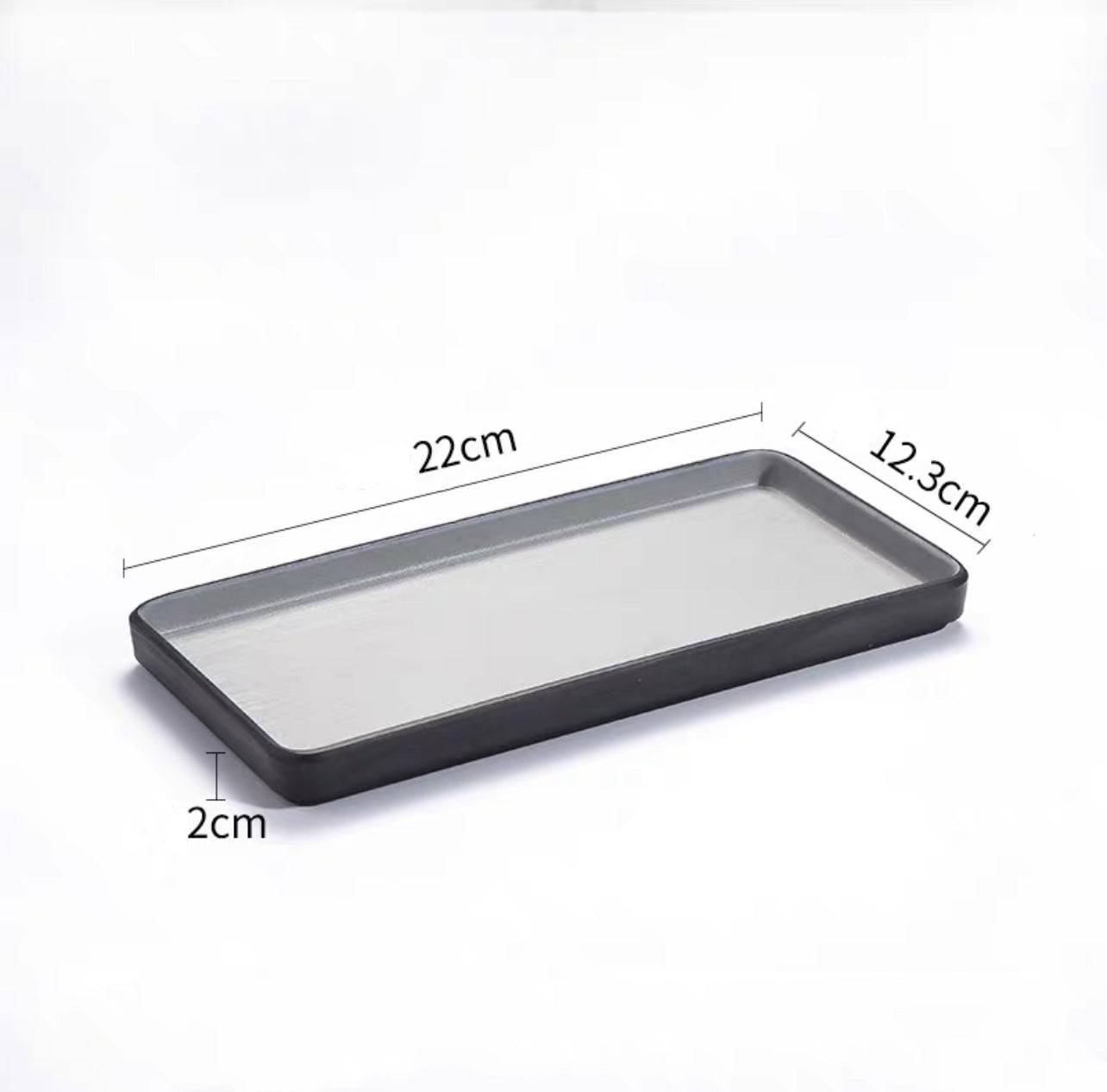 Rectangular Deep Plate,Two Toned Grey (25-115,116) - Chefcoca