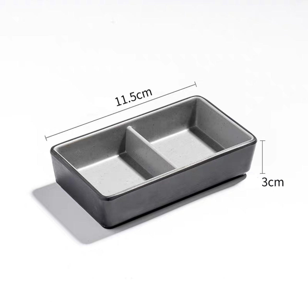 4.5" two compartments sauce dish,Two Toned Grey (25-130)