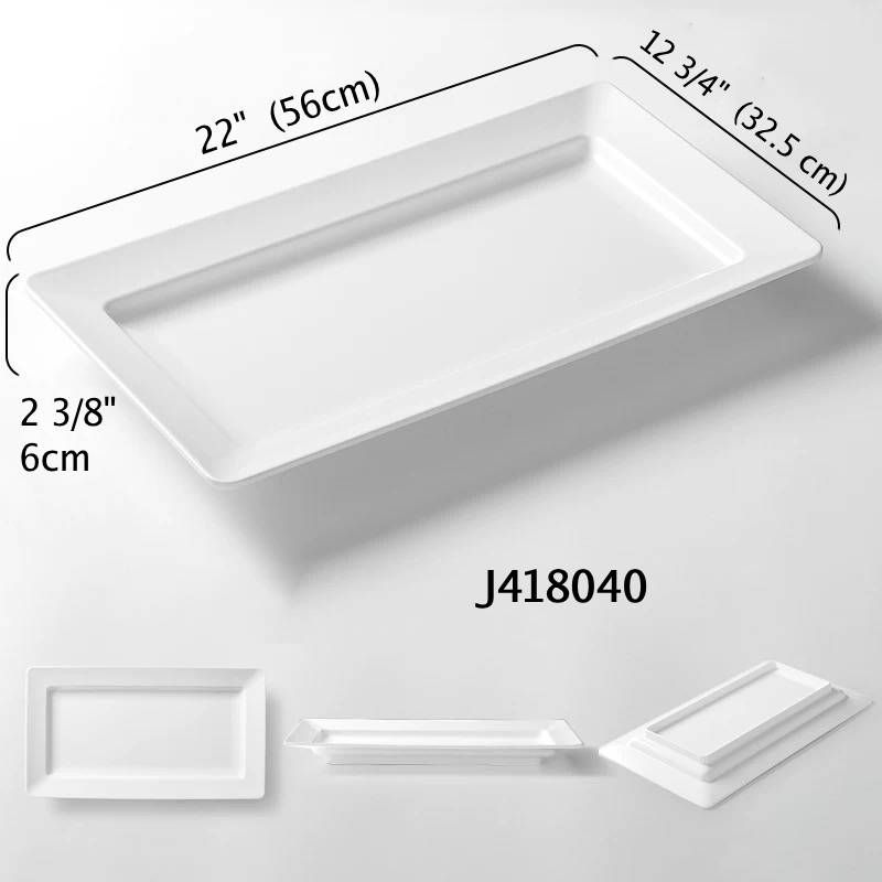 22" White Rectangular Plate (J418040)