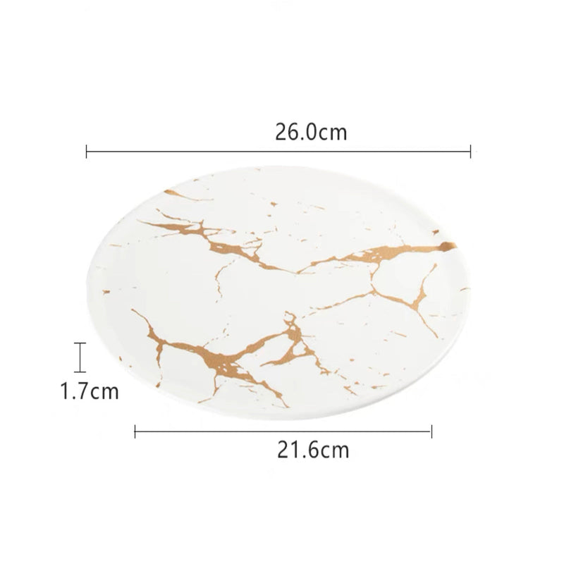 Gold Marble Melamine Round Plate（27-016，27-017）