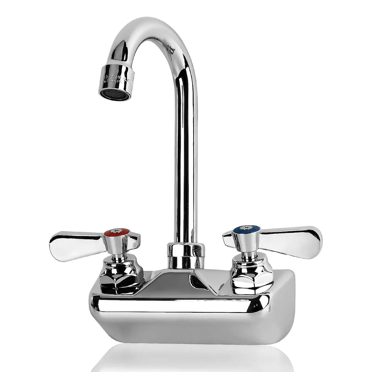 Wall-Mounted Faucet with 4" Centers and 3.5" Gooseneck Swing Spout