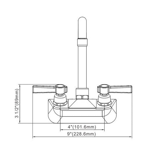 Wall-Mounted Faucet with 4" Centers and 3.5" Gooseneck Swing Spout