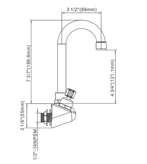 Wall-Mounted Faucet with 4" Centers and 3.5" Gooseneck Swing Spout