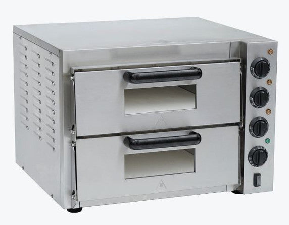 Electric Double Deck Countertop Pizza/Bakery Oven with Two Independent Chambers (22.83"W x 22.09"D x 17.13"H)