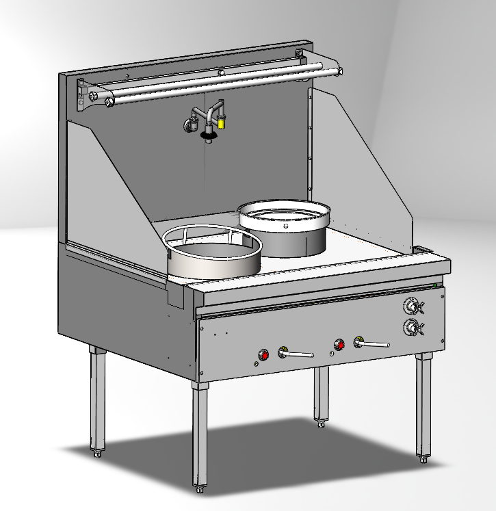 Turbo Range Single Burner Wok Range with 1 Rear Pot, Natural Gas 80,000 BTU/hour (42"W x 40"D x 57"H)