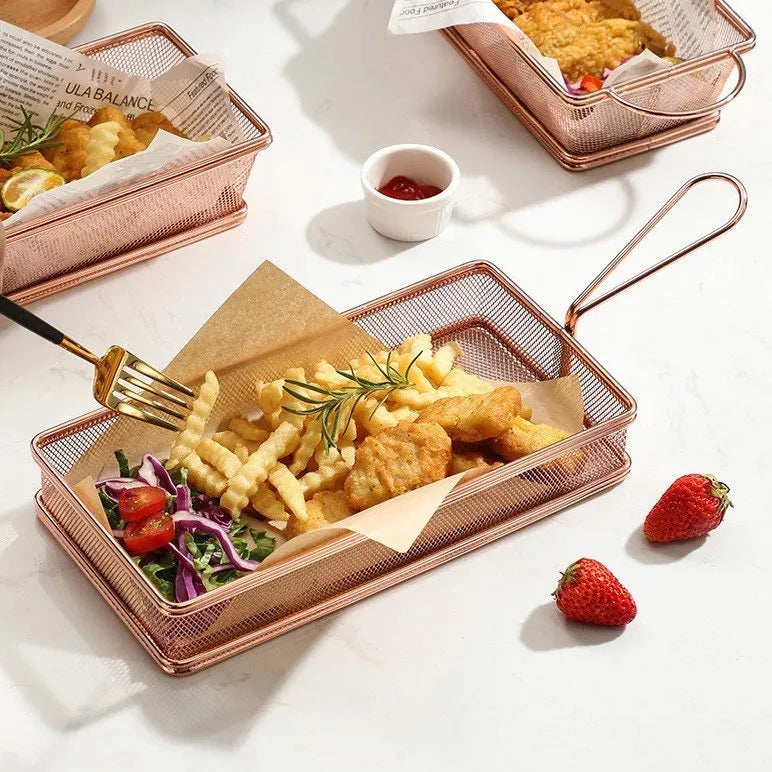 Mini Rectangular Fry Serving Basket (FBM-25513G)