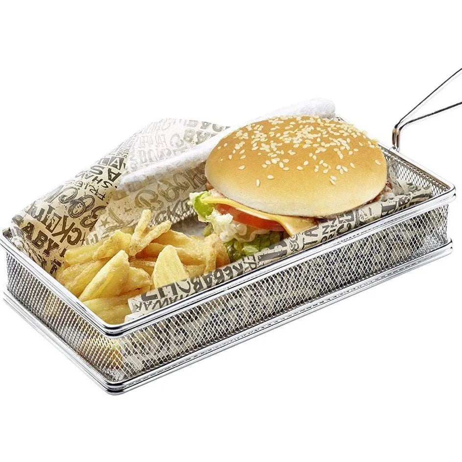 Mini Rectangular Fry Serving Basket (25.5cmL x 13cmW x 4.5cmH)