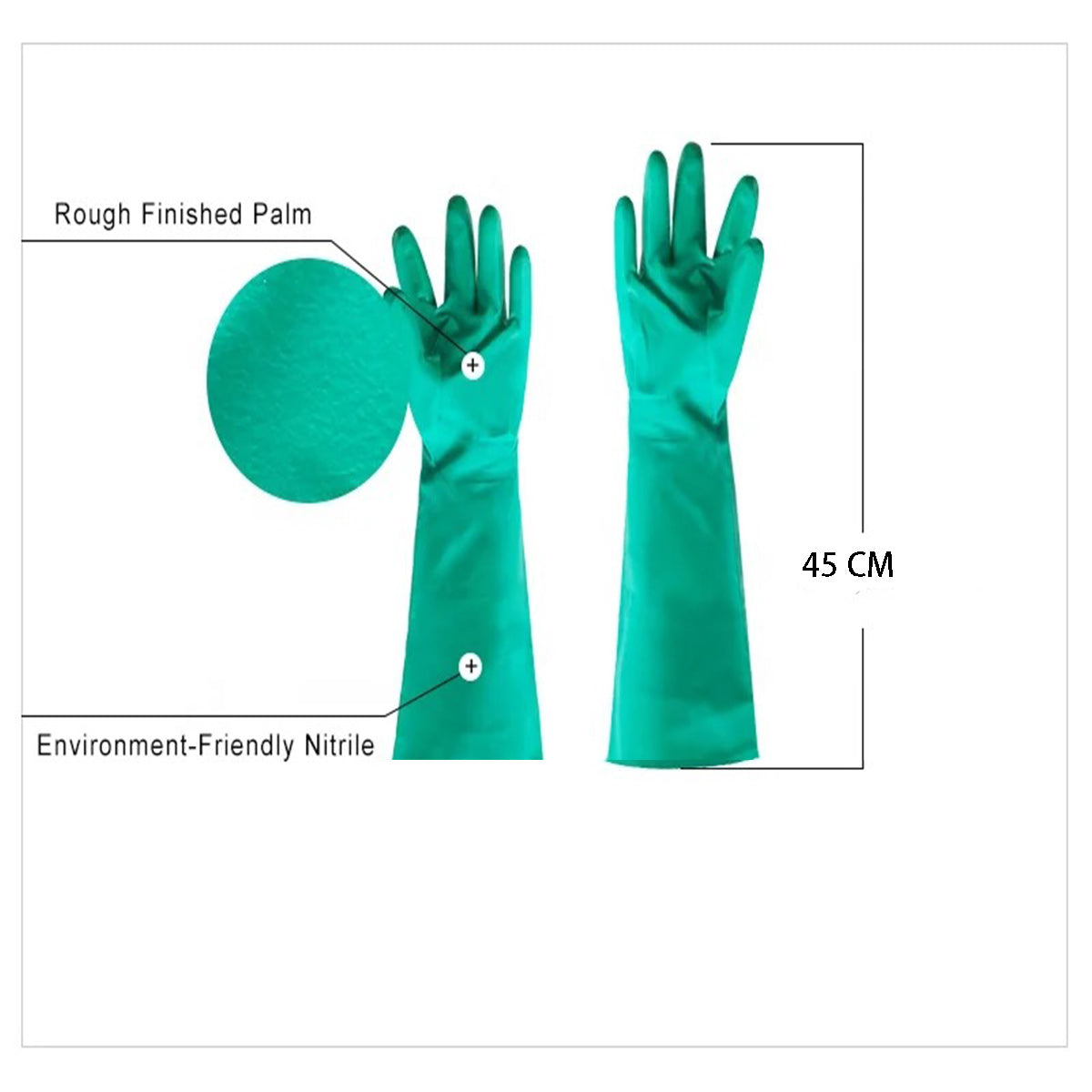 Ansell Long Sleeves Gloves, Green (1Pair) - Chefcoca