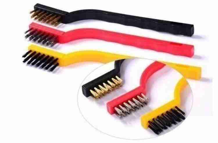 6" Wire brush sets for cleaning- Brass, nylon, stainless steel bristles