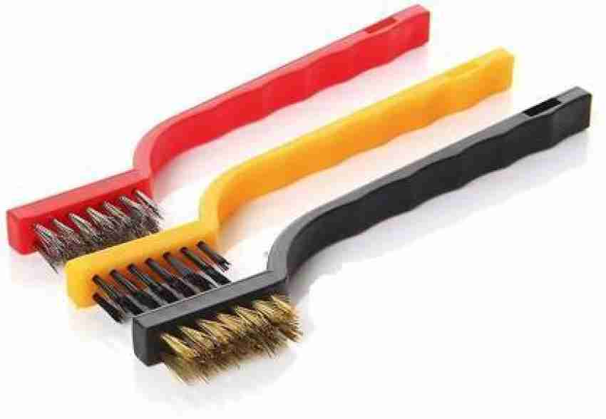 6" Wire brush sets for cleaning- Brass, nylon, stainless steel bristles