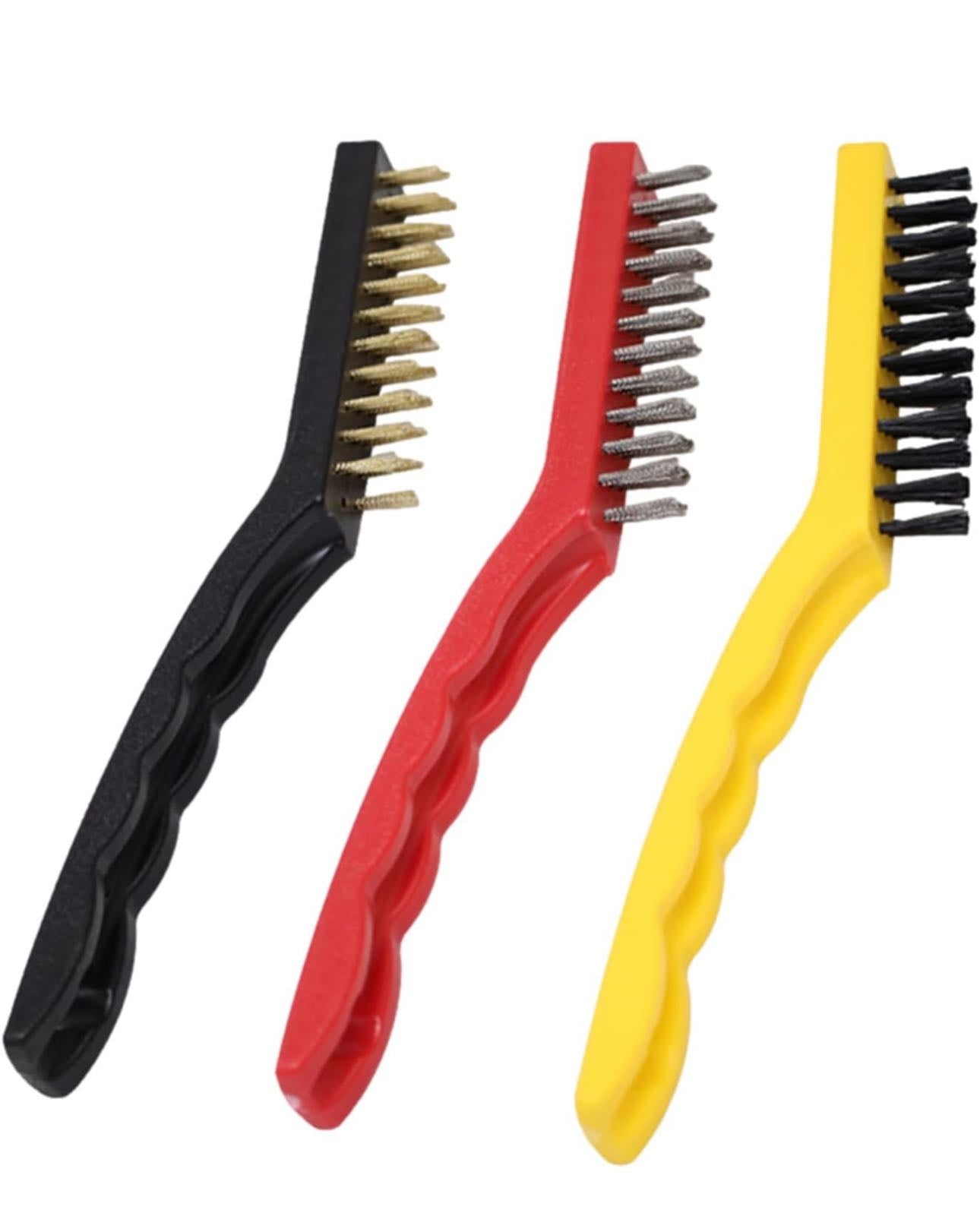 8" Wire brush sets for cleaning- Brass, nylon, stainless steel bristles