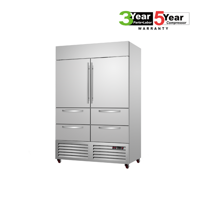 Sub-Equip, C-48BR-4D 48"Solid Double Door Reach-in Cooler With Four Drawers