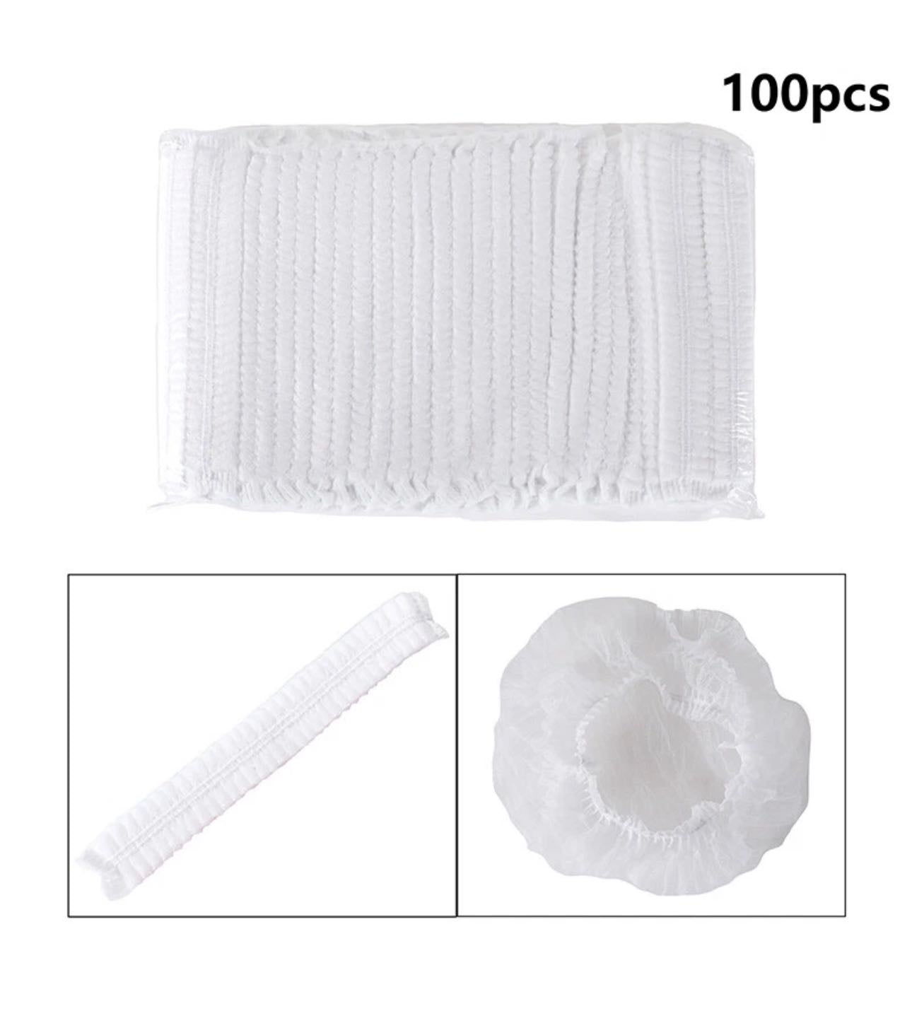 100 Pack, Disposable Nonwoven Bouffant Caps Hair Net for Hospital Salon Spa Catering and Dust-free Workspace, White
