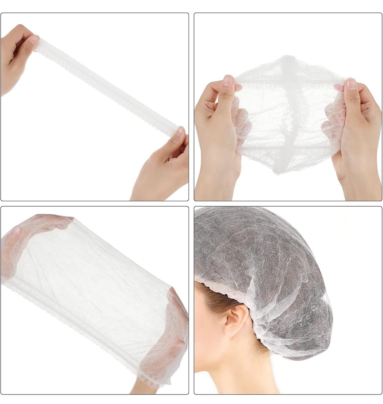 100 Pack, Disposable Nonwoven Bouffant Caps Hair Net for Hospital Salon Spa Catering and Dust-free Workspace, White