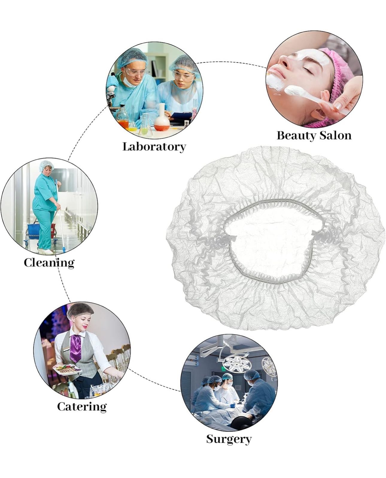 100 Pack, Disposable Nonwoven Bouffant Caps Hair Net for Hospital Salon Spa Catering and Dust-free Workspace, Black