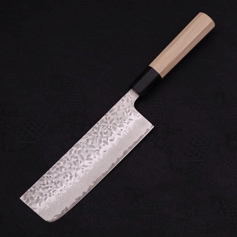 MUSASHI Nakiri AUS-10 Tsuchime Damascus Buffalo Magnolia Handle 165mm (253-165) - Chefcoca