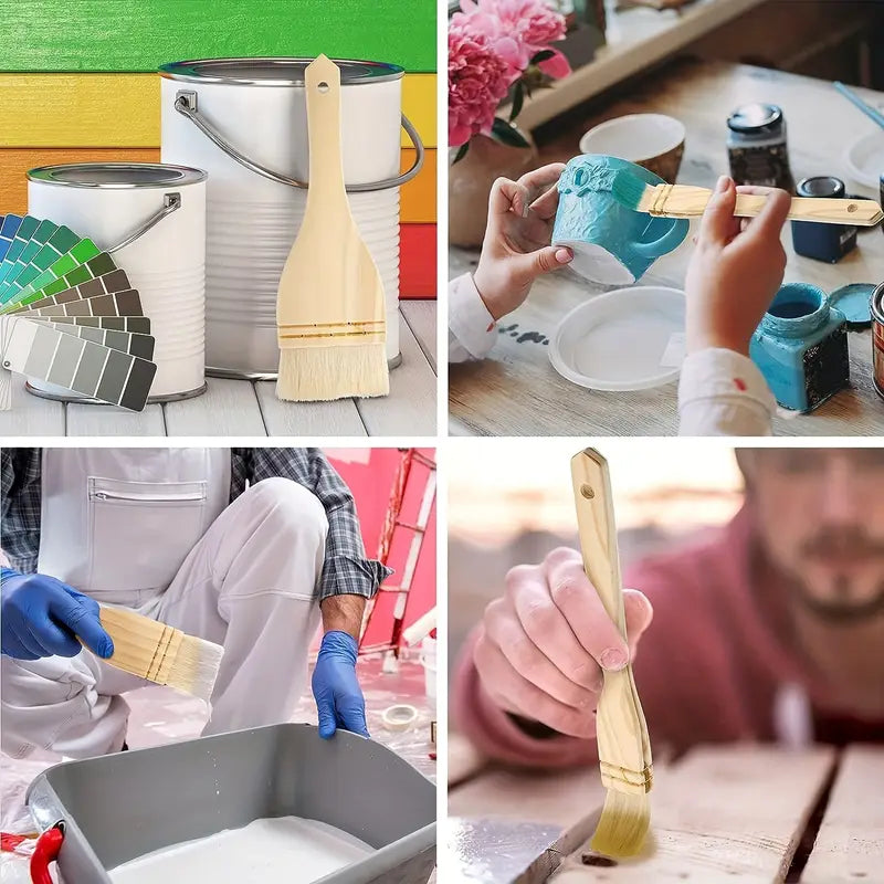 1.7" Flat hake brushes, soft goat hair brush and hake paint brush with solid wooden handle for watercolor - Chefcoca