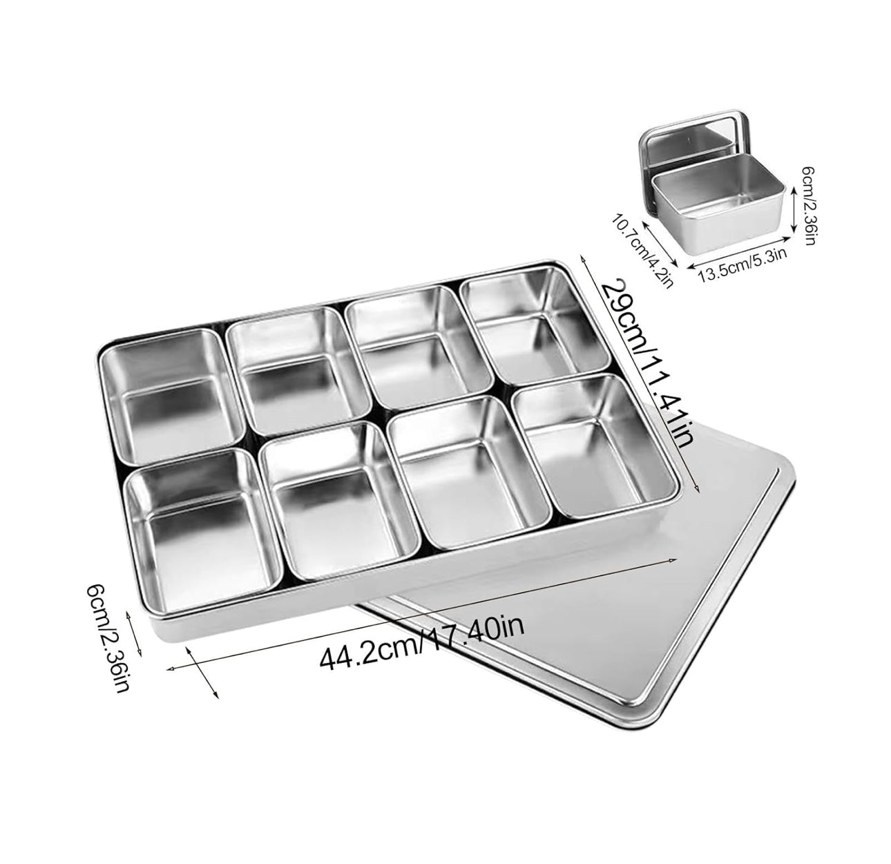 Stainless Steel Sauce/Condiment Box with Rectangular Containers (SBX-8)