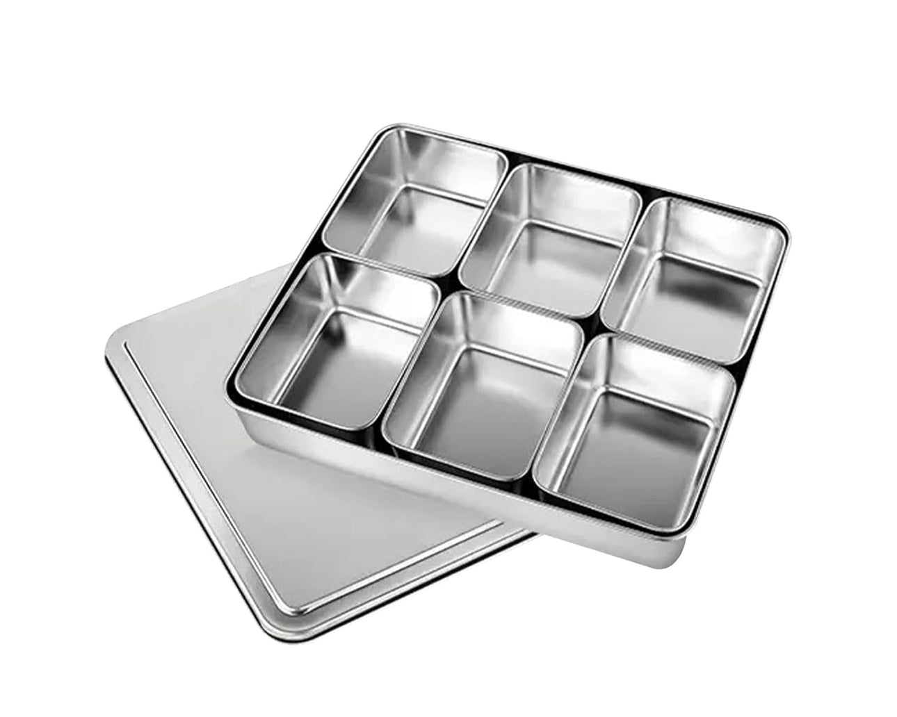 Stainless Steel Sauce/Condiment Box with Rectangular Containers (SBX-6) - Chefcoca