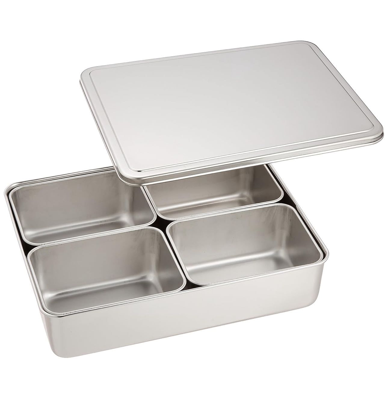 Stainless Steel Sauce/Condiment Box with Rectangular Containers (SBX-4)