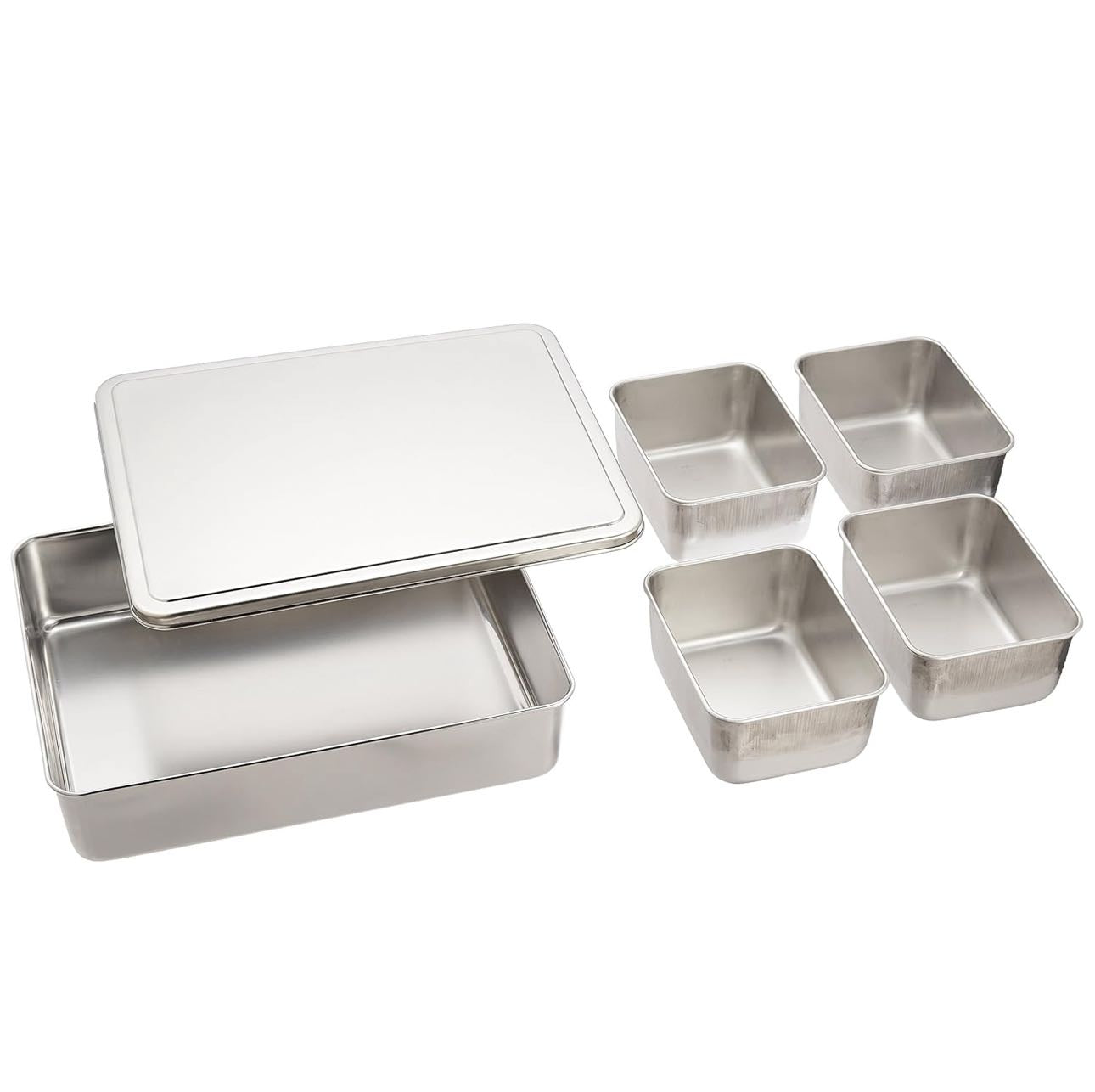 Stainless Steel Sauce/Condiment Box with Rectangular Containers (SBX-4)