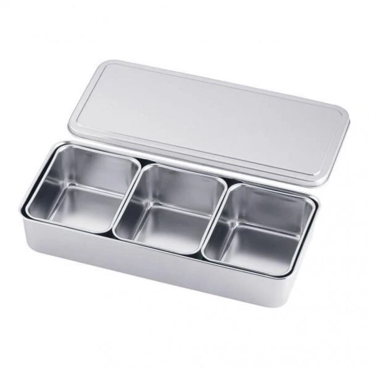 Stainless Steel Sauce/Condiment Box with Rectangular Containers (SBX-3)