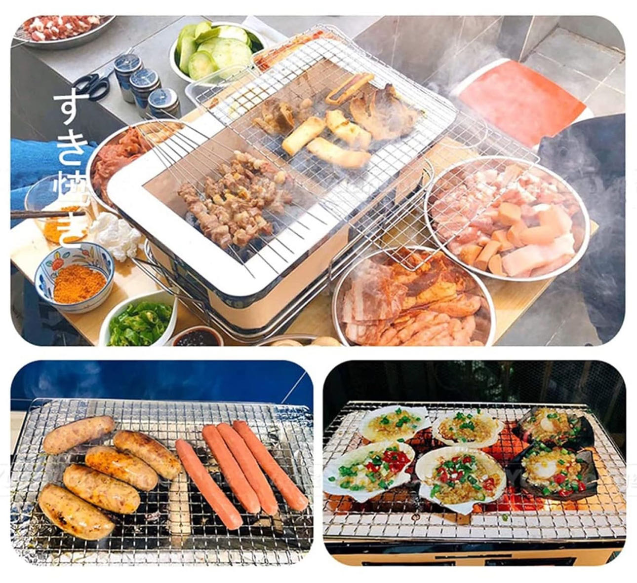 Rectangular Japanese Ceramic Clay Charcoal Grill, Mini Grill Stove with Charcoal Grate and Stand for Indoor and outdoor - Chefcoca