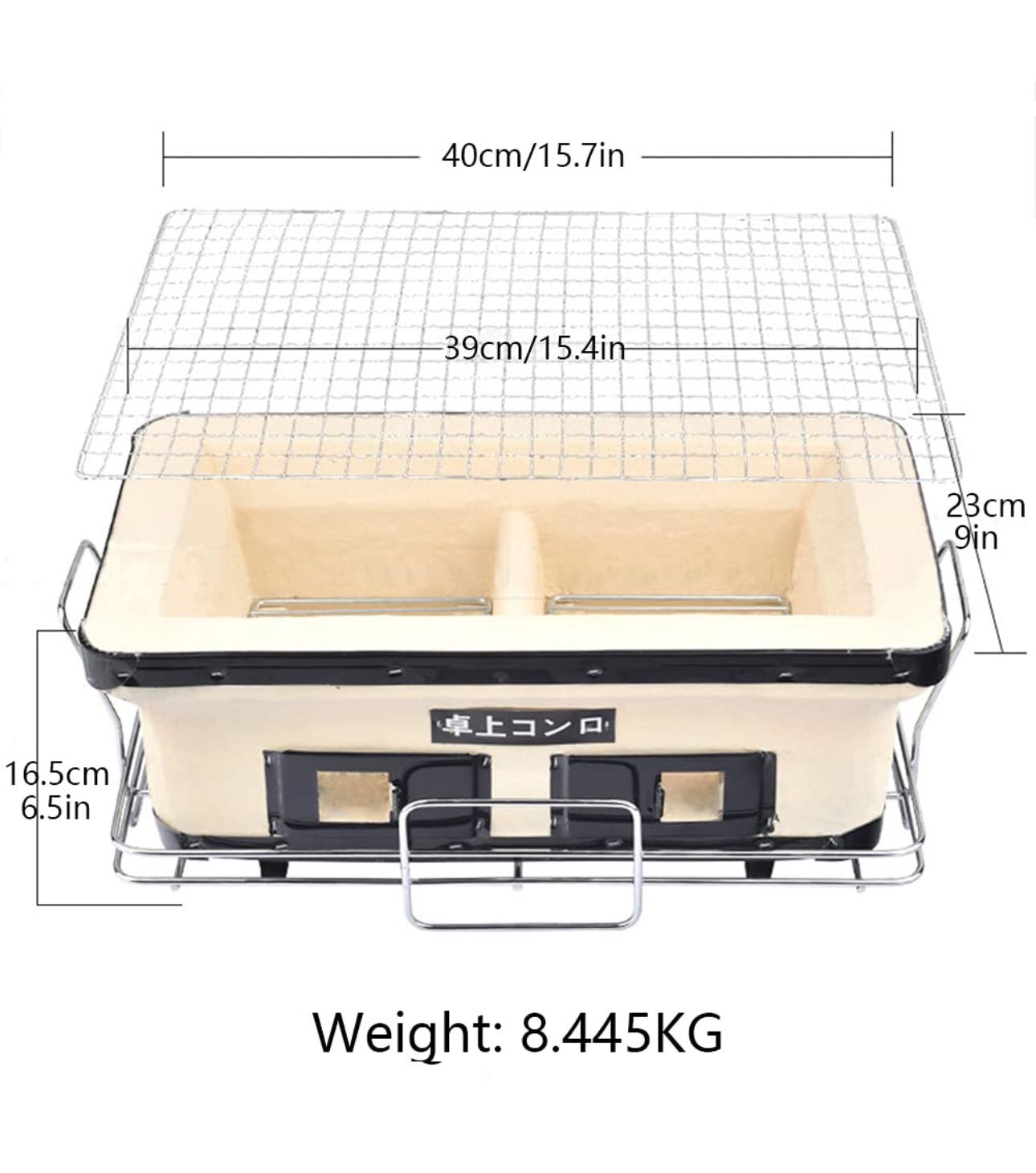Rectangular Japanese Ceramic Clay Charcoal Grill, Mini Grill Stove with Charcoal Grate and Stand for Indoor and outdoor - Chefcoca