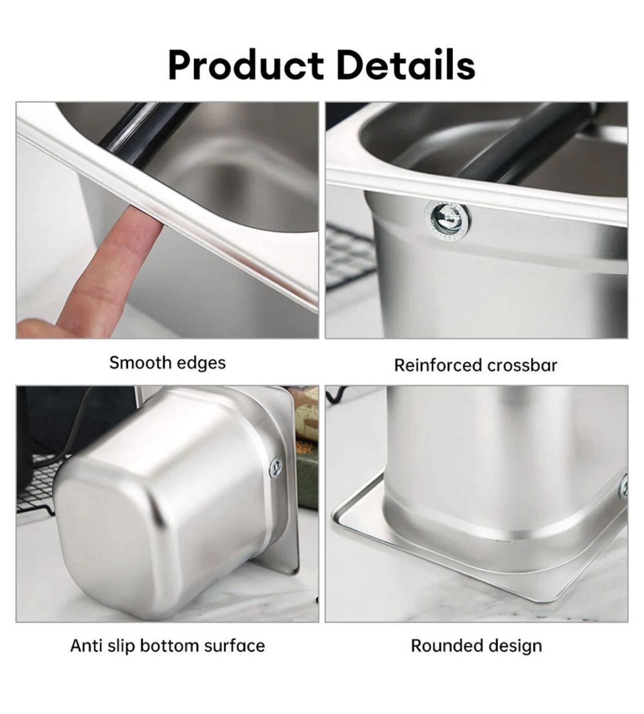 Coffee Knock Box, Stainless Steel Espresso Knock Box,Durable Stainless Steel Coffee Grind Knock Box