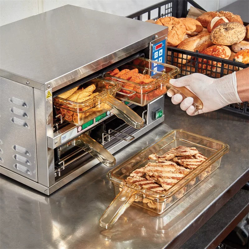 Sub-equip,CFP-P132HB,  1/3 Size Amber High Heat Plastic Food Pan with Handle - 2 1/2" Deep - Chefcoca