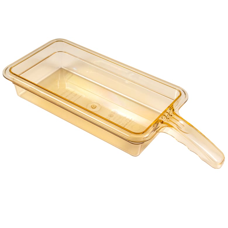 Sub-equip,CFP-P132HB,  1/3 Size Amber High Heat Plastic Food Pan with Handle - 2 1/2" Deep - Chefcoca