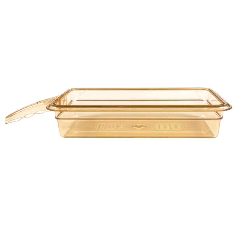 Sub-equip,CFP-P132HB,  1/3 Size Amber High Heat Plastic Food Pan with Handle - 2 1/2" Deep - Chefcoca