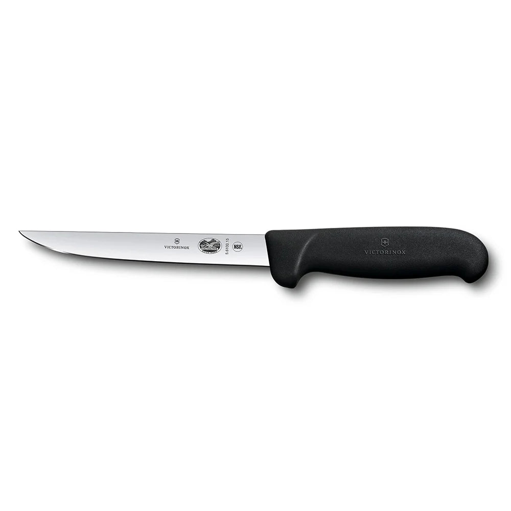 Victorinox - Swiss Army 5.6103.15 Stiff Boning Knife w/ 6" Blade, Black Fibrox® Pro Handle - Chefcoca